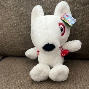 White Plush Bullseye Target dog